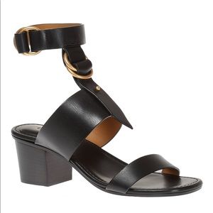 BRAND NEW Chloe Kingsley leather T-strap sandal in black size 36.5
